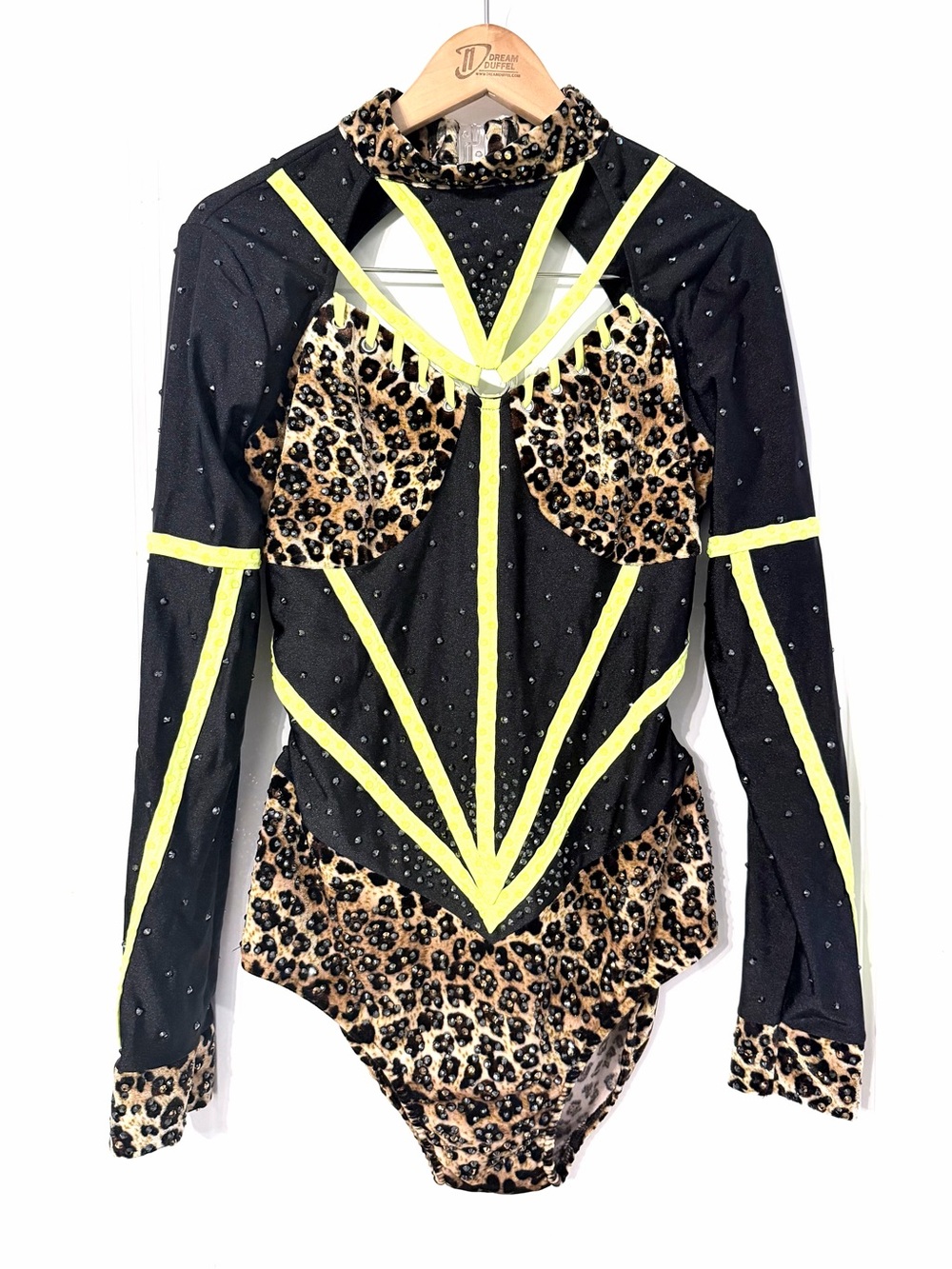 Leopard Print & Black Adult One-Piece with Neon Trim